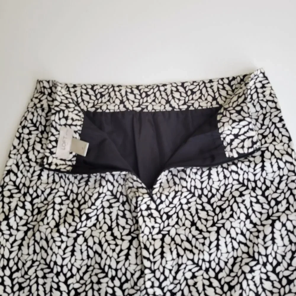 4P LOFT COTTON LINED BLACK & WHITE ZIP SKIRT 4 PETITE - Picture 6 of 11